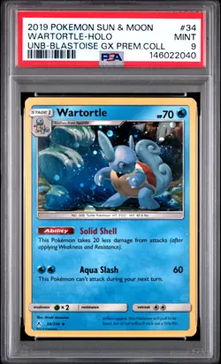 2019 POKEMON SUN & MOON UNBROKEN BONDS #34 WARTORTLE-HOLO PSA 9 - Image 1
