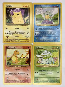 Pikachu Charmander Squirtle Bulbasaur LP Base 44 46 58 63/102 Pokemon TCG - Image 1