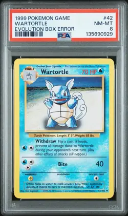 Pokemon Wartortle 42/102 Base Set Evolution Box Error Regular PSA 8 1999 - Image 2