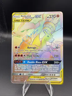 Reshiram & Charizard GX 217/214 Unbroken Bonds Secret Rare Full Art Holo Pokemon - Image 1