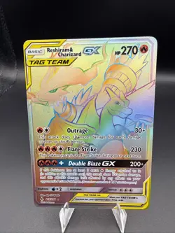 Reshiram & Charizard GX 217/214 Unbroken Bonds Secret Rare Full Art Holo Pokemon - Image 2