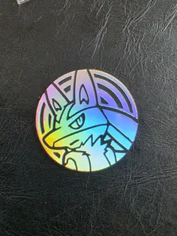 Lucario Coin Silver Rainbow Holo Pokemon TCG Chilling Reign - Image 1