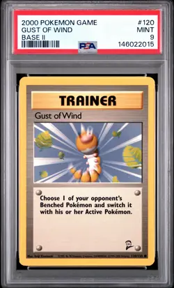 2000 POKEMON BASE SET 2 #120 GUST OF WIND PSA 9 - Image 1
