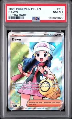 2025 POKEMON PFL EN-PHANTASMAL FLAMES ULTRA RARE #118 DAWN PSA 8 - Image 1