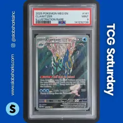 2025 POKEMON MEGA EVOLUTION #141/132 CLAWITZER ILLUSTRATION RARE PSA 9 - Image 1