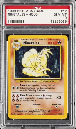 1999 POKEMON BASE SET UNLIMITED #12 NINETALES-HOLO PSA 10 - Image 1