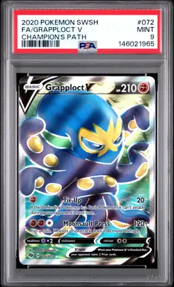 2020 POKEMON SWORD & SHIELD CHAMPION'S PATH #072 FULL ART/GRAPPLOCT V PSA 9 - Image 1