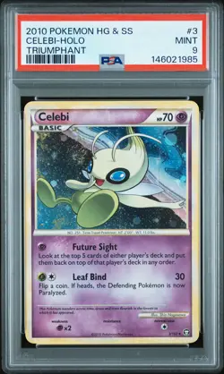 2010 POKEMON HEARTGOLD & SOULSILVER TRIUMPHANT #3 CELEBI-HOLO PSA 9 - Image 1