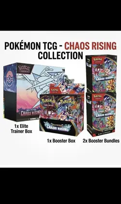 Pokemon Center Chaos Rising 1 (ETB) 1 Booster Box and 2 Booster Bundles PRESALE - Image 1