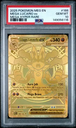 2025 POKEMON MEG EN-MEGA EVOLUTION MEGA HYPER RARE #188 MEGA LUCARIO EX PSA 10 - Image 1