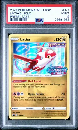 2021 POKEMON SWSH BLACK STAR PROMO PRERELEASE #171 LATIAS-HOLO PSA 9 - Image 1