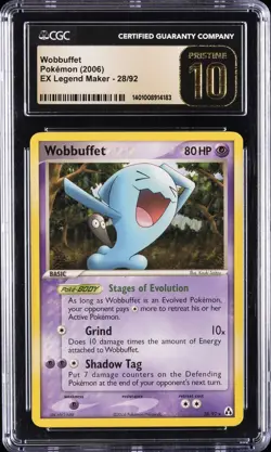2006 POKEMON EX LEGEND MAKER #28/92 WOBBUFFET CGC 10 PRISTINE - Image 1