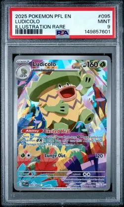 2025 POKEMON PFL EN-PHANTASMAL FLAMES ILLUSTRATION RARE #095 LUDICOLO PSA 9 - Image 1