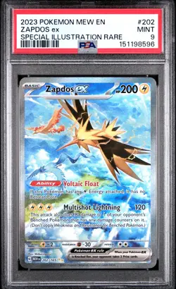 2023 POKEMON MEW EN-151 SPECIAL ILLUSTRATION RARE #202 ZAPDOS EX PSA 9 - Image 1