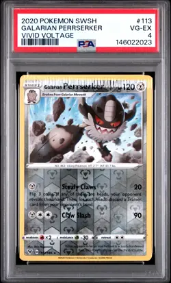 2020 POKEMON SWORD & SHIELD VIVID VOLTAGE #113 GALARIAN PERRSERKER PSA 4 - Image 1