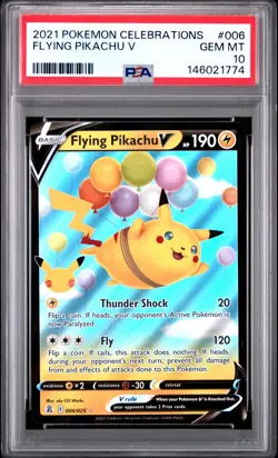 2021 POKEMON CELEBRATIONS #006 FLYING PIKACHU V PSA 10 - Image 1