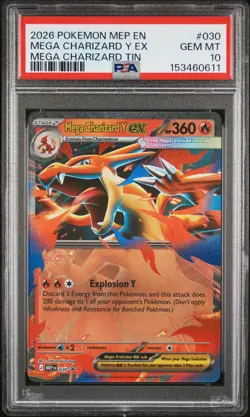 2026 POKEMON MEP EN-ME BLACK STAR PROMO #030 MEGA CHARIZARD Y EX PSA 10 - Image 1