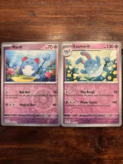 Pokemon TCG Marill 064/162 & Azumarill 065/162 Reverse Holo LOT! Temporal Forces - Image 1