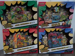 Pokemon Ascended Heroes Mega Feraligatr / Meganium / Emboar ex + Pin Collection - Image 1