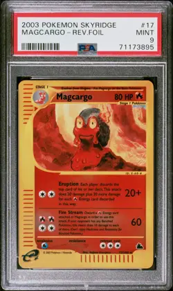 2003 POKEMON SKYRIDGE 17 MAGCARGO-REVERSE FOIL PSA 9 - Image 1