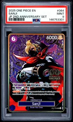 2025 ONE PIECE JAPANESE 2ND ANNIVERSARY SET #064 SANJI PSA 9 - Image 1