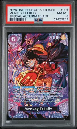 2026 ONE PIECE ADVENTURE ON KAMI'S ISLAND SPECIAL ALT ART MONKEY D. LUFFY PSA 8 - Image 1