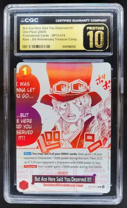 2025 ONE PIECE BUT ACE HERE SAID YOU DESERVED IT!! OP13-019 CGC 10 PRISTINE H PT - Image 1