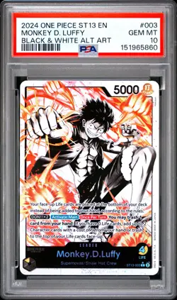 2024 ONE PIECE ULTRA DECK ST13-BLACK & WHITE ALT ART #003 MONKEY D. LUFFY PSA 10 - Image 1