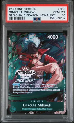 2026 ONE PIECE REGIONALS PACK 2026 SEASON 1 FINALIST #003 DRACULE MIHAWK PSA 10 - Image 1