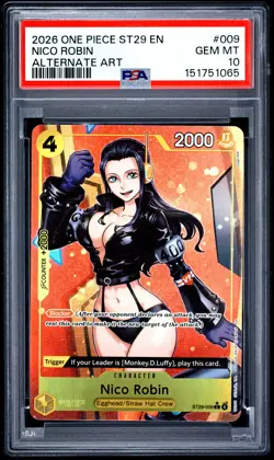 2026 ONE PIECE STARTER DECK ST29-EGGHEAD ALTERNATE ART #009 NICO ROBIN PSA 10 - Image 1