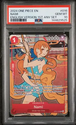 2024 One Piece English Version 1st Anniversary Set #016 Nami PSA 10 GEM MINT - Image 1