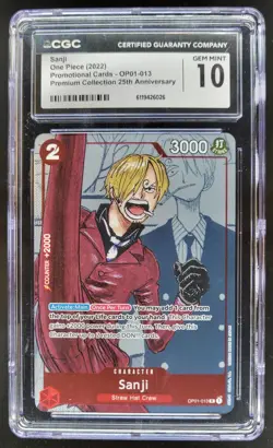 2022 ONE PIECE SANJI PROMO 25TH OP01-013 CGC 10 H PT - Image 1