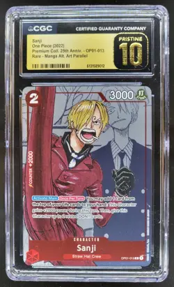 2022 ONE PIECE SANJI RARE MANGA ALT ART OP01-013 CGC 10 PRISTINE H PT - Image 1