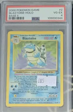 2000 Pokemon Game Blastoise Holo Base Set 2 PSA 4 #2 - Image 1