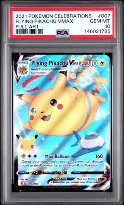 2021 POKEMON CELEBRATIONS #007 FULL ART/FLYING PIKACHU VMAX PSA 10 - Image 1