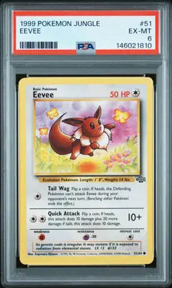1999 POKEMON JUNGLE #51 EEVEE PSA 6 - Image 1