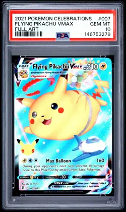 2021 POKEMON CELEBRATIONS #007 FULL ART/FLYING PIKACHU VMAX PSA 10 - Image 1
