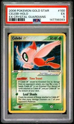 2006 POKEMON EX CRYSTAL GUARDIANS GOLD STAR #100 CELEBI-HOLO PSA 5 - Image 1