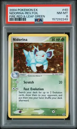 2004 POKEMON EX FIRE RED & LEAF GREEN #40 NIDORINA-REVERSE FOIL PSA 8 - Image 1