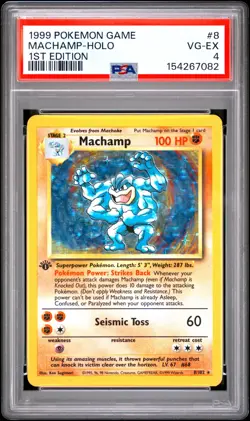 1999 POKEMON BASE SET 1ST EDITION #8 MACHAMP-HOLO PSA 4 - Image 1