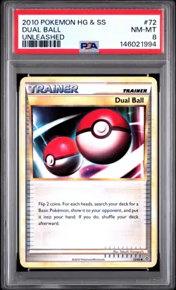 2010 POKEMON HEARTGOLD & SOULSILVER UNLEASHED #72 DUAL BALL PSA 8 - Image 1