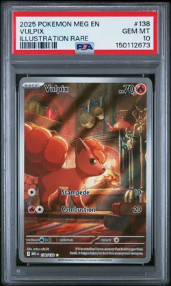 2025 POKEMON MEG EN-MEGA EVOLUTION ILLUSTRATION RARE #138 VULPIX PSA 10 - Image 1