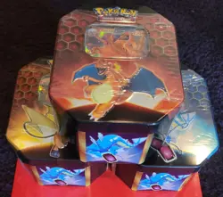 2019 Pokemon Hidden Fates Factory SEALED Tin Collection (3TINS) Charizard Raichu - Image 2