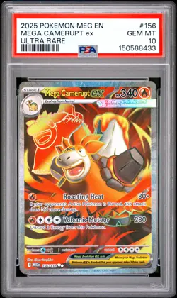 2025 POKEMON MEG EN-MEGA EVOLUTION ULTRA RARE #156 MEGA CAMERUPT EX PSA 10 - Image 1