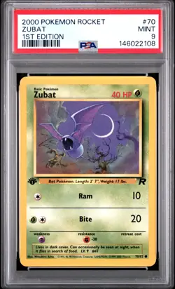 2000 POKEMON ROCKET 1ST EDITION #70 ZUBAT PSA 9 - Image 1
