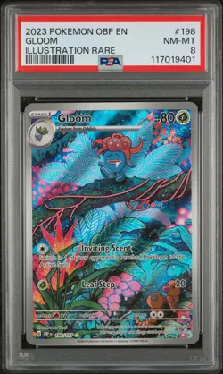2023 POKEMON OBF EN-OBSIDIAN FLAMES ILLUSTRATION RARE #198 GLOOM PSA 8 - Image 1