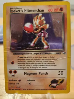 Rocket's Hitmonchan 11/132 Holo Rare Gym Heroes Pokemon Holo HP - Image 1