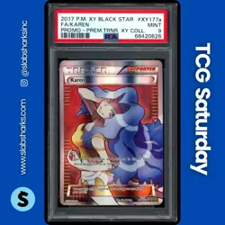 2017 POKEMON XY BS PROMO PREM. TRAINERS XY COLL. #XY177A KAREN FULL ART PSA 9 - Image 1
