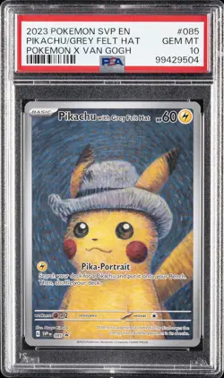 2023 POKEMON SVP EN-SV BLACK STAR PROMO #085 PIKACHU WITH GREY FELT HAT PSA 10 - Image 1