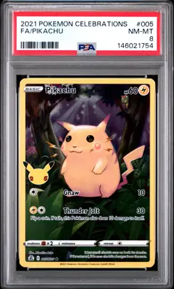 2021 POKEMON CELEBRATIONS #005 FULL ART/PIKACHU PSA 8 - Image 1